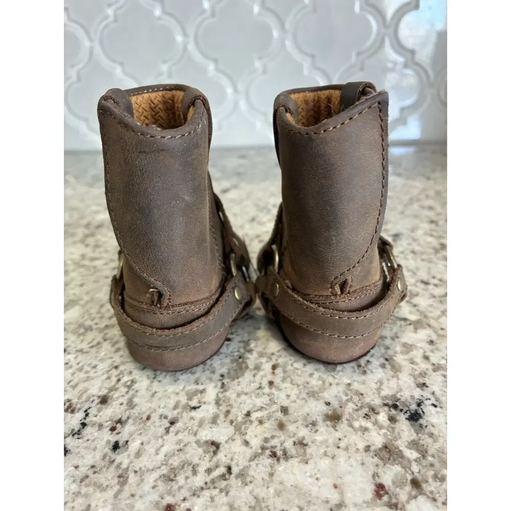FRYE Harness Brown Leather Soft Sole Infant Baby Boots Booties 1 M